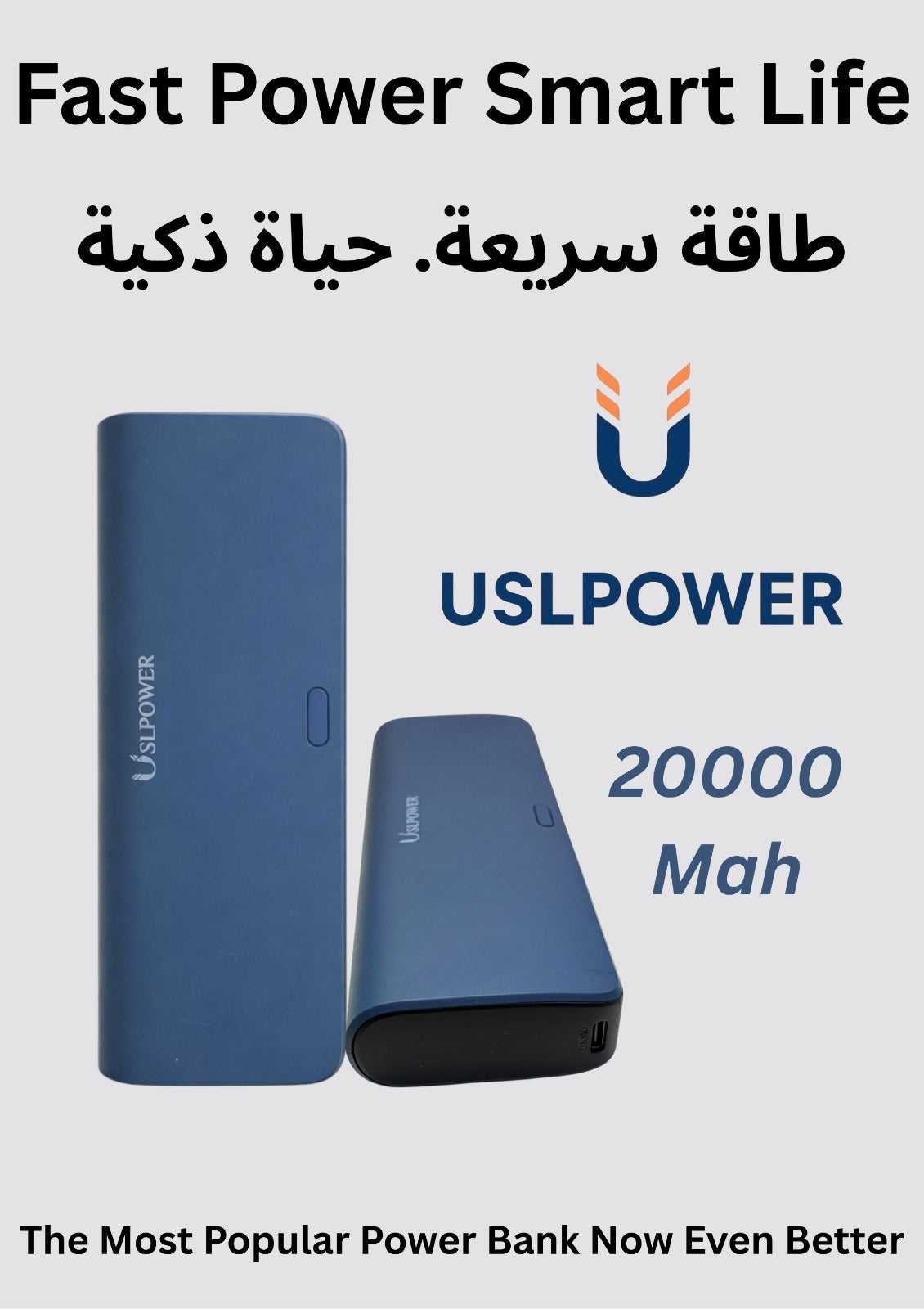 USLPower 20000 mAh Power Bank with 35 W Fast Charging – Blue