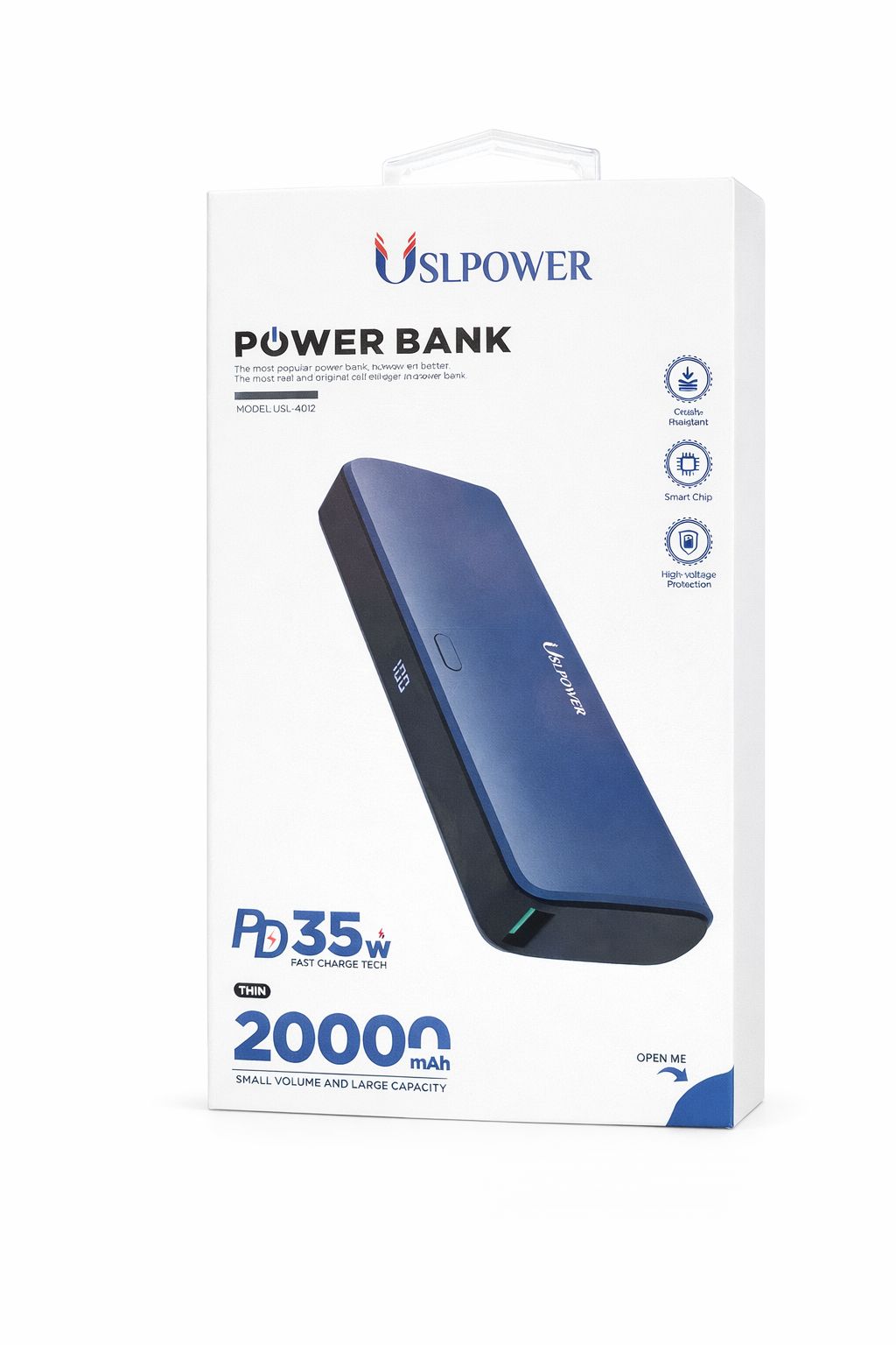 USLPower 20000 mAh Power Bank with 35 W Fast Charging – Blue